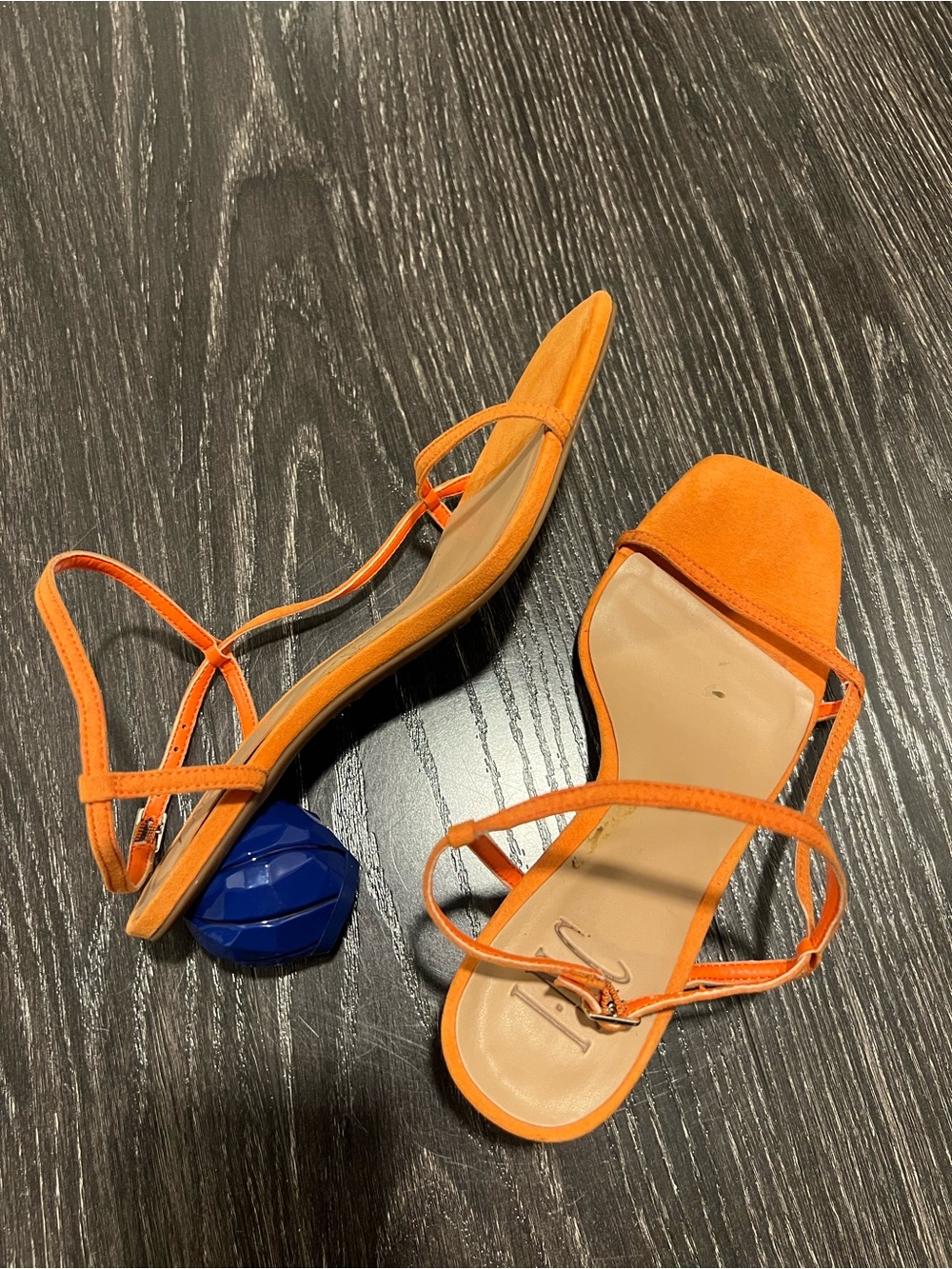 INC International Concepts Orange Strappy Square-Toe Heeled Sandals